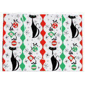 Retro Xmas Cat Stripe Multi Groot Cadeauzakje (Achterkant)