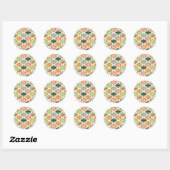Retro Xmas Gember & Specerijen Ronde Sticker (Vel)