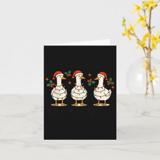 Retro Xmas Just A Festive Goose Lights Santa Hat C Kaart (Gele Bloem)