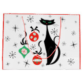 Retro Xmas Kat rood Groot Cadeauzakje (Achterkant)