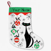 Retro Xmas kattennaam 2-zijdig Kleine Kerstsok (Voorkant)