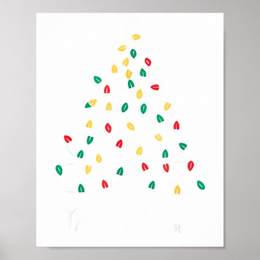 Retro Xmas Merry Christmas Tree Lights Poster (Voorkant)