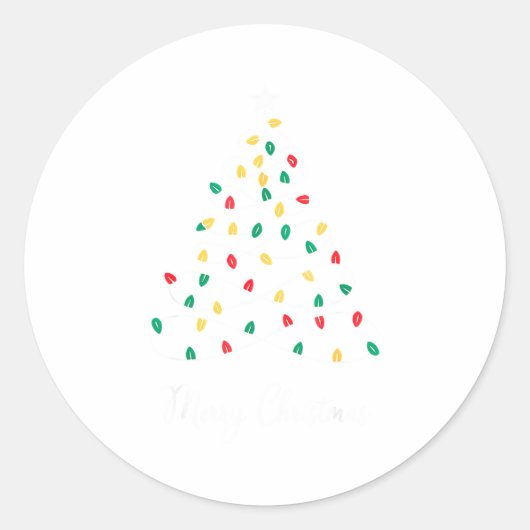Retro Xmas Merry Christmas Tree Lights  Ronde Sticker (Voorkant)