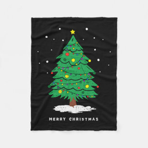 Retro Xmas Merry Kerstboom Lights Fleece Deken