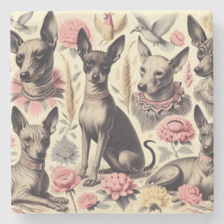 Retro Xoloitzcuintle naadloze illustratie Stenen Onderzetter