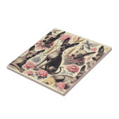 Retro Xoloitzcuintle naadloze illustratie Tegeltje (Zijkant)