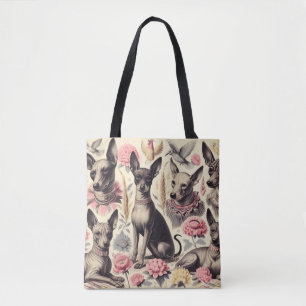Retro Xoloitzcuintle naadloze illustratie Tote Bag