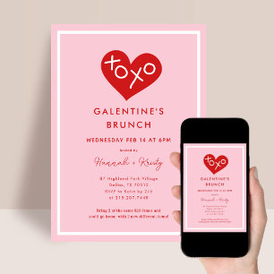 Retro XOXO Galentine's Day Brunch Kaart