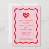 Retro XOXO Galentine's Day Party Kaart (Voorkant)