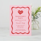 Retro XOXO Galentine's Day Party Kaart (Staand voorkant)