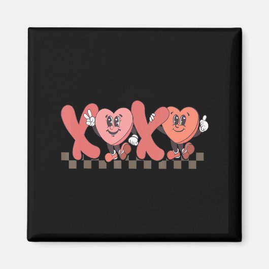Retro Xoxo Happy Valentines Day Groovy Heart Coup  Magneet (Voorkant)