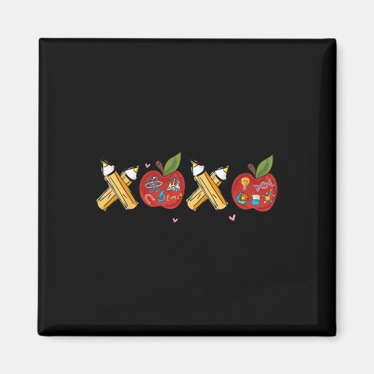 Retro Xoxo Pencil Apple Valentijnsdag Wetenschapsl Magneet (Voorkant)
