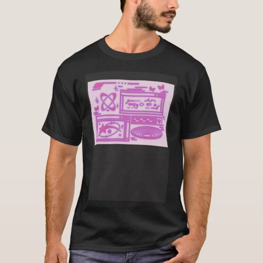 Retro Y2K 90s Control Room scherm in de ruimte T-shirt (Voorkant)