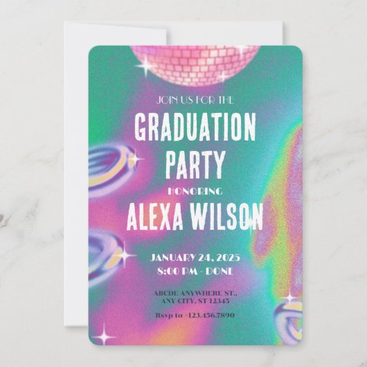 Retro y2k afstudeerfeest kaart (Voorkant)