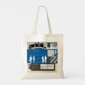 Retro Y2K Blauwe Grunge Website Lay-out Tote Bag (Achterkant)