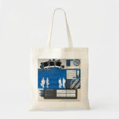 Retro Y2K Blauwe Grunge Website Lay-out Tote Bag (Voorkant)