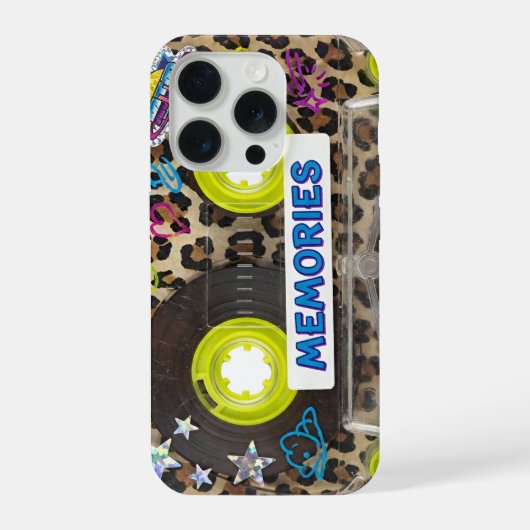 Retro Y2K Cassette Tape 1980s Leopard Print aesthe iPhone Hoesje (Achterkant)