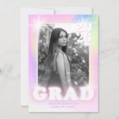 Retro Y2K Cyber Pink Neon Graduation Photo Party Kaart (Voorkant)