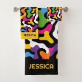 Retro y2k Esthetische Abstracte wervelingen Kleurr Bad Handdoek (Insitu)