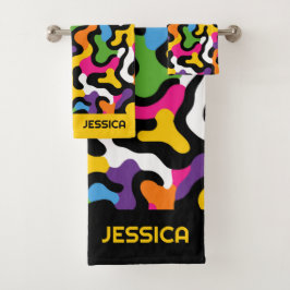 Retro y2k Esthetische Abstracte wervelingen Kleurr Bad Handdoek