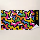 Retro y2k Esthetische Kleurrijke Swirls Abstracte  Strandlaken (Voorkant)