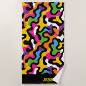 Retro y2k Esthetische Kleurrijke Swirls Abstracte  Strandlaken (Voorkant)