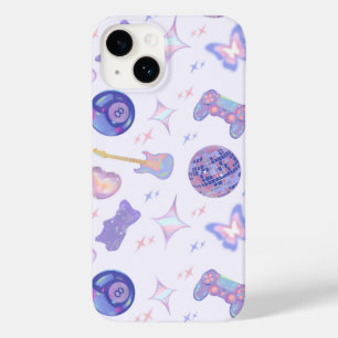 Retro Y2K Kitsch Lavendel Disco Bal Gamer Patroon Case-Mate iPhone 14 Hoesje