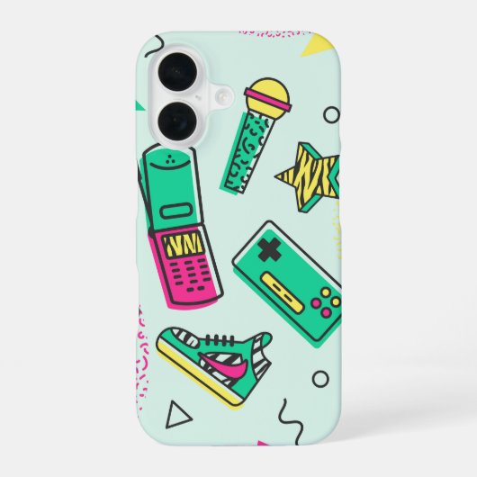 Retro Y2K Memphis Tech Pop iPhone 16 Hoesje (Achterkant)