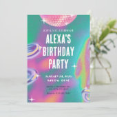 Retro y2k verjaardagsfeestuitnodiging kaart (Staand voorkant)