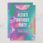 Retro y2k verjaardagsfeestuitnodiging kaart (Voorkant / Achterkant)