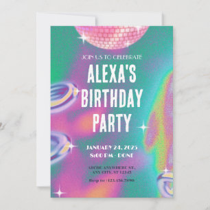 Retro y2k verjaardagsfeestuitnodiging kaart