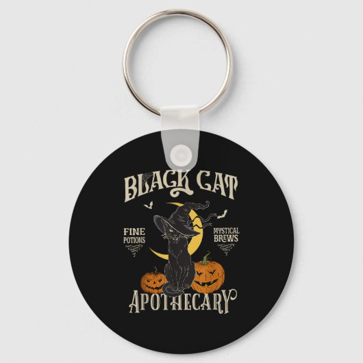 Retro Y Halloween Costume Black Cat M Athecary Sleutelhanger (Voorkant)
