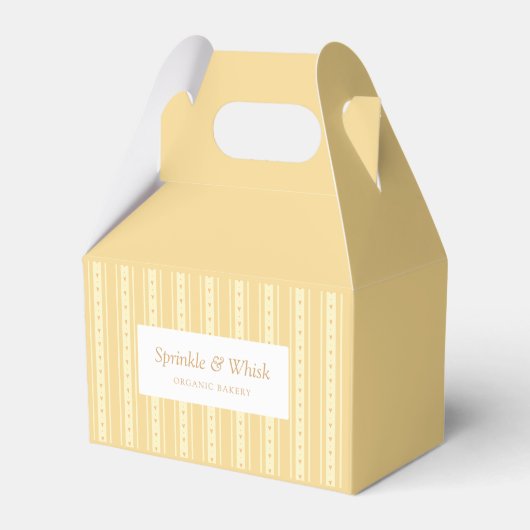 Retro Yellow And Orange Heart Stripes Bakery Bedankdoosjes (Voorkant Zijde)