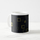 Retro Yellow, Black Pop Squares Art Pattern Mok (Voorkant links)