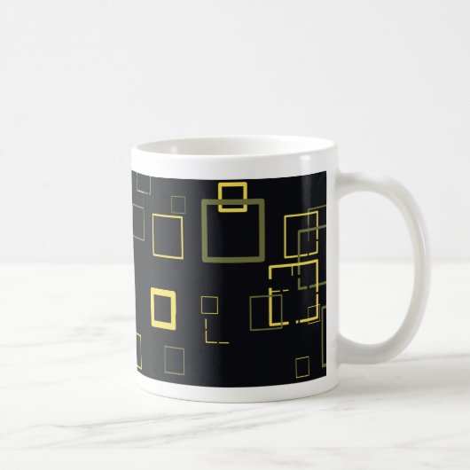 Retro Yellow, Black Pop Squares Art Pattern Mok (Rechts)