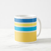 Retro Yellow Blue Cream Stripes Pattern Mok (Voorkant rechts)