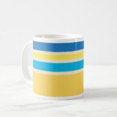 Retro Yellow Blue Cream Stripes Pattern Mok (Voorkant links)