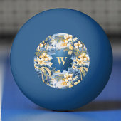 Retro Yellow Blue Floral n Tropical Palms Initial  Pingpongbal