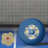 Retro Yellow Blue Floral n Tropical Palms Initial  Pingpongbal