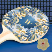 Retro Yellow Blue Floral n Tropical Palms Initial  Tafeltennisbatje