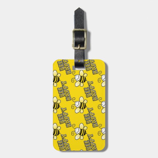 Retro Yellow Bumble Bee Pattern Bagagelabel (Voorkant verticaal)