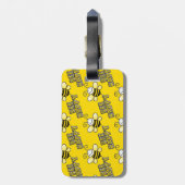 Retro Yellow Bumble Bee Pattern Bagagelabel (Achterkant verticaal)
