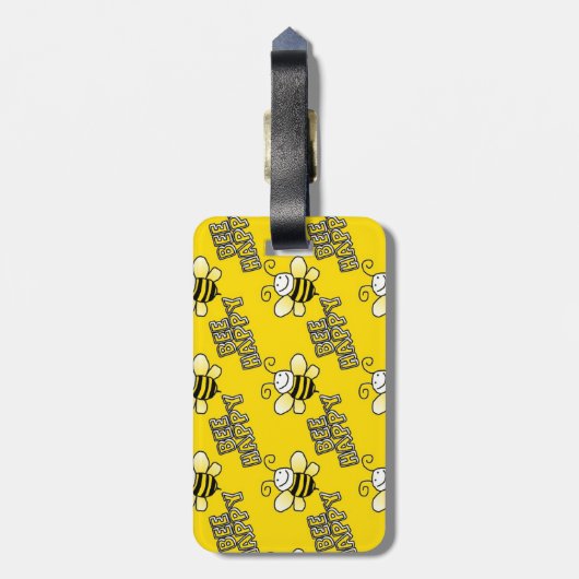 Retro Yellow Bumble Bee Pattern Bagagelabel (Achterkant verticaal)