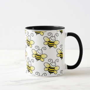 Retro Yellow Bumble Bee Pattern Mok