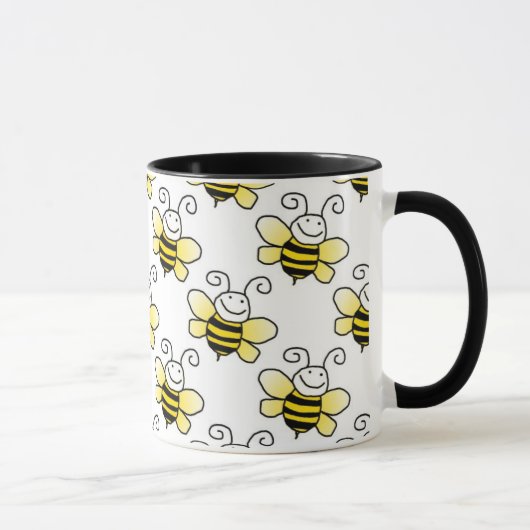 Retro Yellow Bumble Bee Pattern Mok (Rechts)