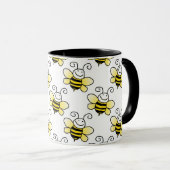 Retro Yellow Bumble Bee Pattern Mok (Voorkant rechts)