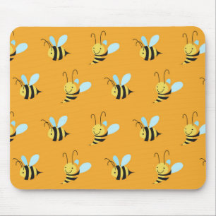 Retro Yellow Bumble Bee Pattern Muismat