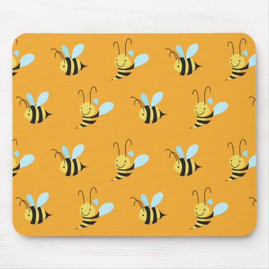 Retro Yellow Bumble Bee Pattern Muismat (Voorkant)