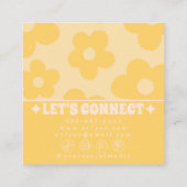 Retro Yellow Cream Groovy Floral Trendy Fun Boho Vierkante Visitekaartje (Achterkant)