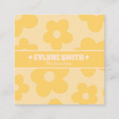 Retro Yellow Cream Groovy Floral Trendy Fun Boho Vierkante Visitekaartje (Voorkant)